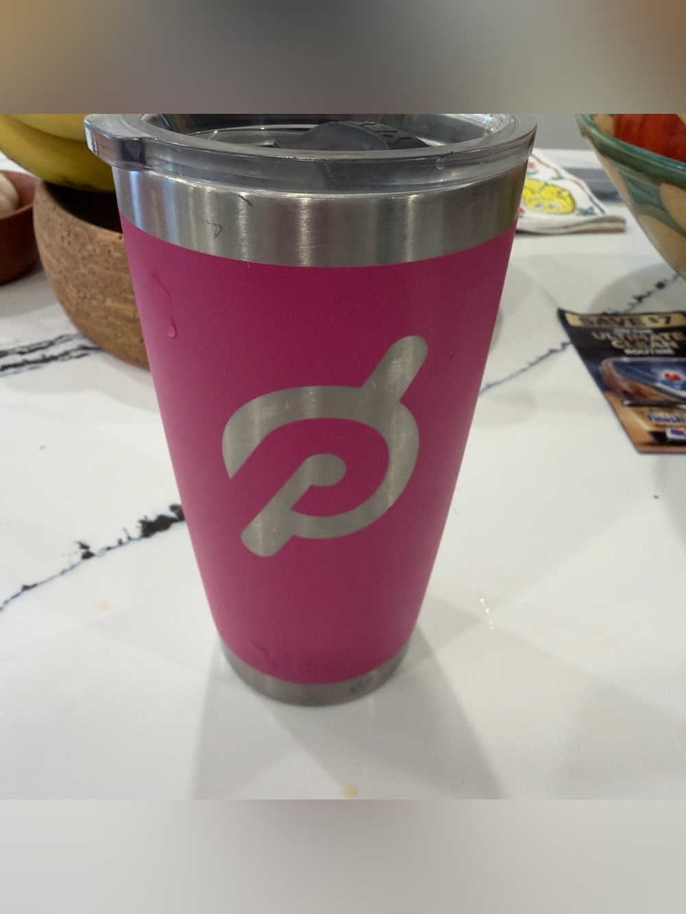 Peloton Pink Insulated Yeti Travel Tumbler - Stainless Lid